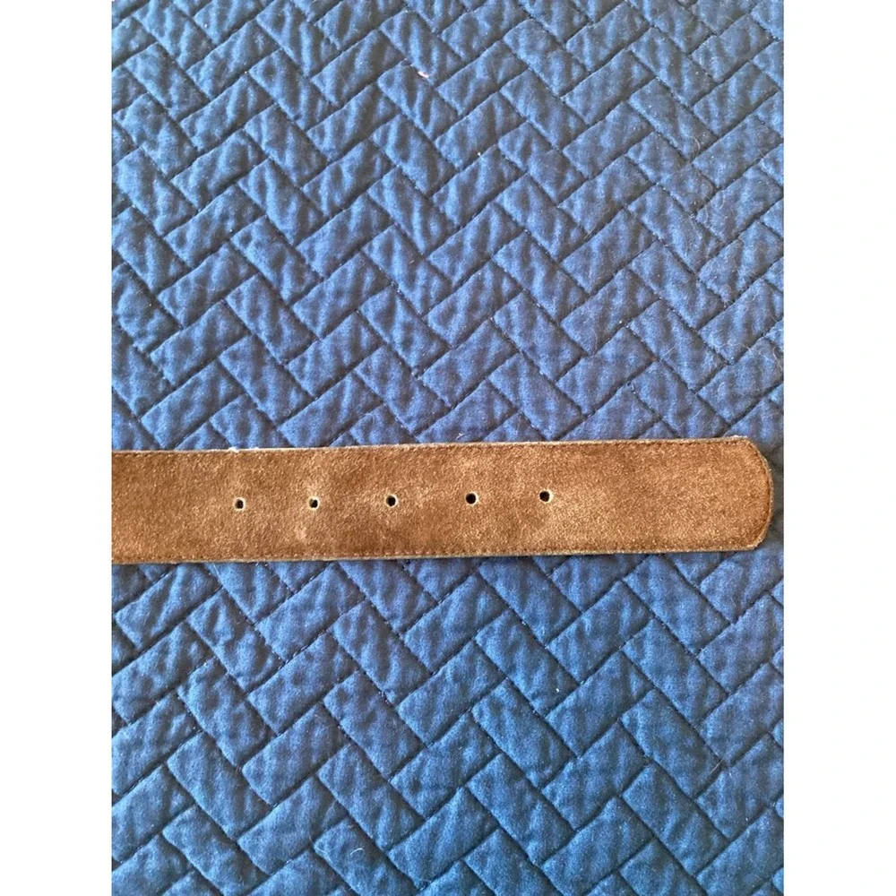 The Ritz‎ Womens Brown Leather Suede Belt Gold Buckle Size Large Classic Staple